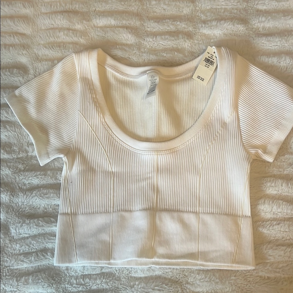 White Ribbed Crop Top